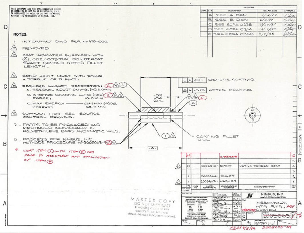 Engineering Drawing of the Hemopump - Drawing 2005075-09