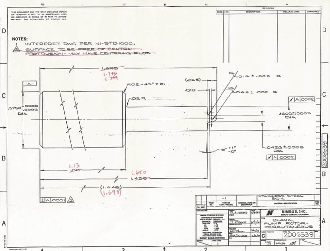 Engineering Drawing of the Hemopump - Drawing 2006539